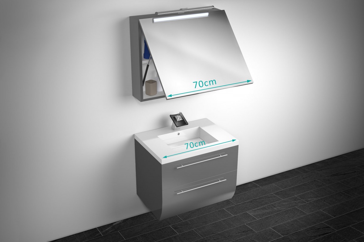 Neptun 2tlg grau 70cm Waschplatz- Deluxe